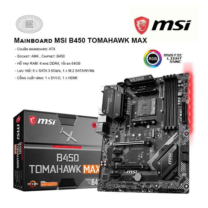 Bo mạch chủ MSI B450 TOMAHAWK MAX AM4