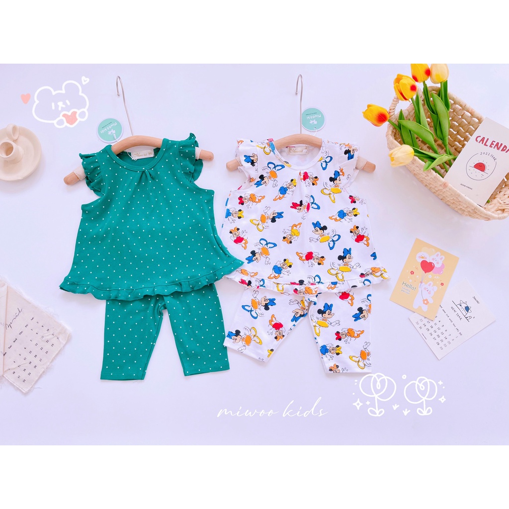 Bộ thun cotton lửng cánh tiên Miwoo kids họa tiết siêu dễ thương cho bé bảng 6