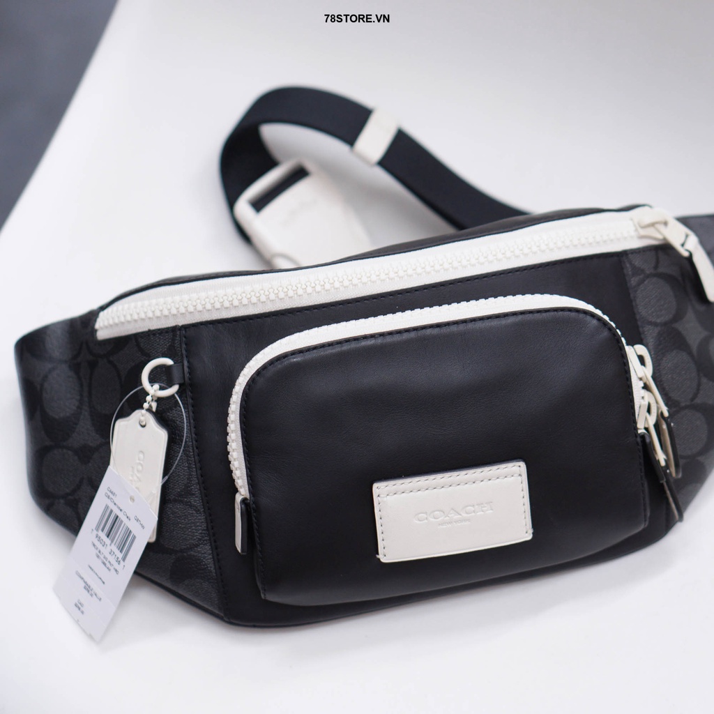 ( Chính Hãng 100% ) Túi Đeo Chéo Nam Coach Track Belt Bag In Signature Canvas C6651