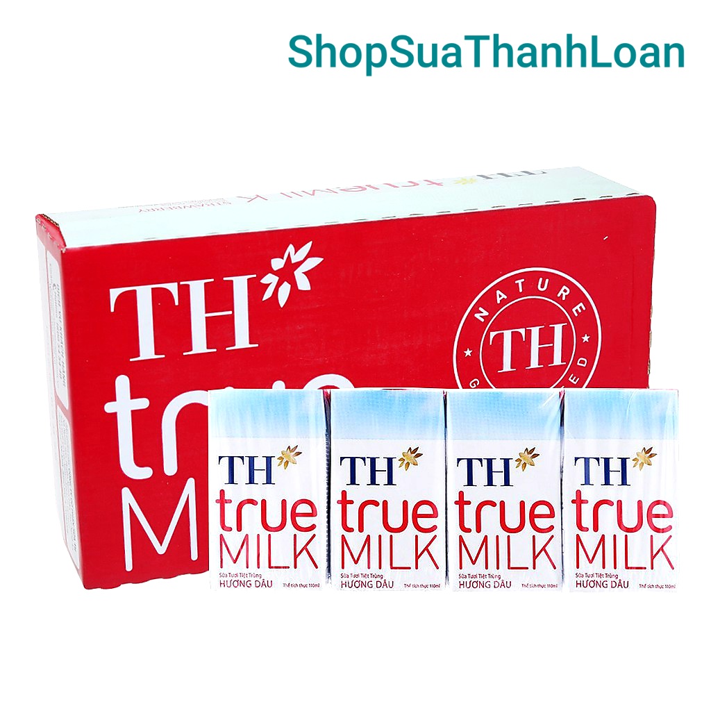 [HSD T10-2021] [TẶNG 1 HỘP LEGO SÁNG TẠO FRISO] Thùng 48 Hộp Sữa tươi tiệt trùng TH true MILK HƯƠNG DÂU 110ml