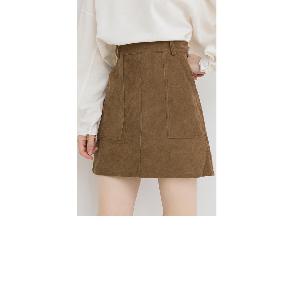 Chân Váy Nâu  form váy chữ A, dạ ép dày dặn