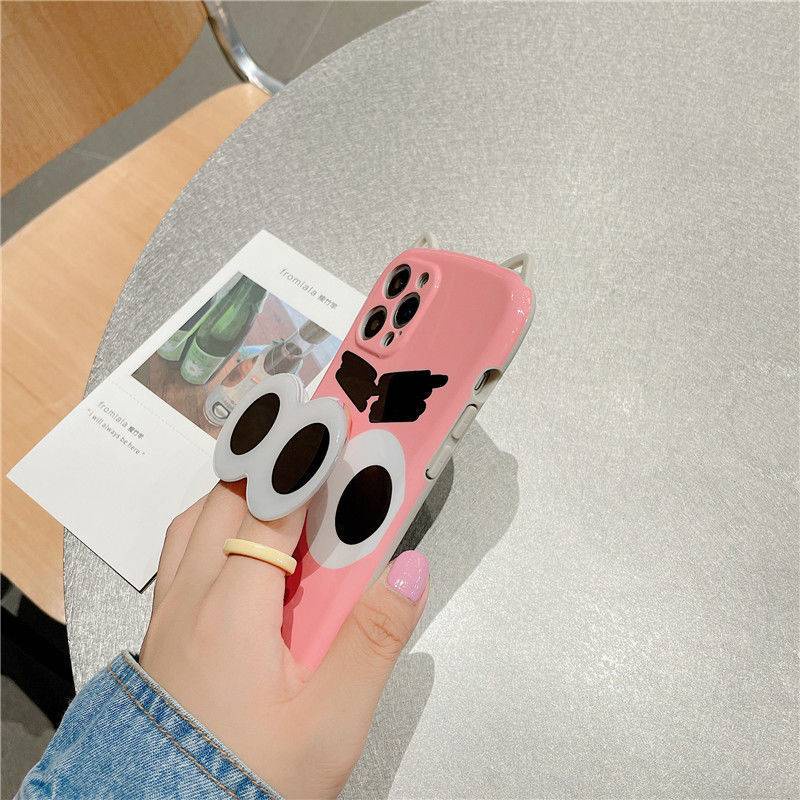 Dễ Thương Ốp Điện Thoại Có Giá Đỡ Hình Lông Mày Và Mắt To Cho Iphone 11 / 12promax / 7 / 8 / Plus / Xr / X / Xs