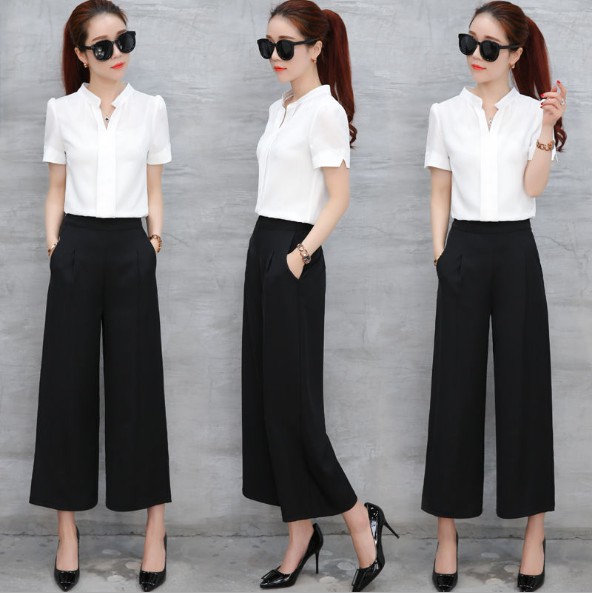 Quần Ống Rộng Nữ Lưng Cao Màu Đen - Quần Ống Suông Cạp Cao Màu Đen QD04