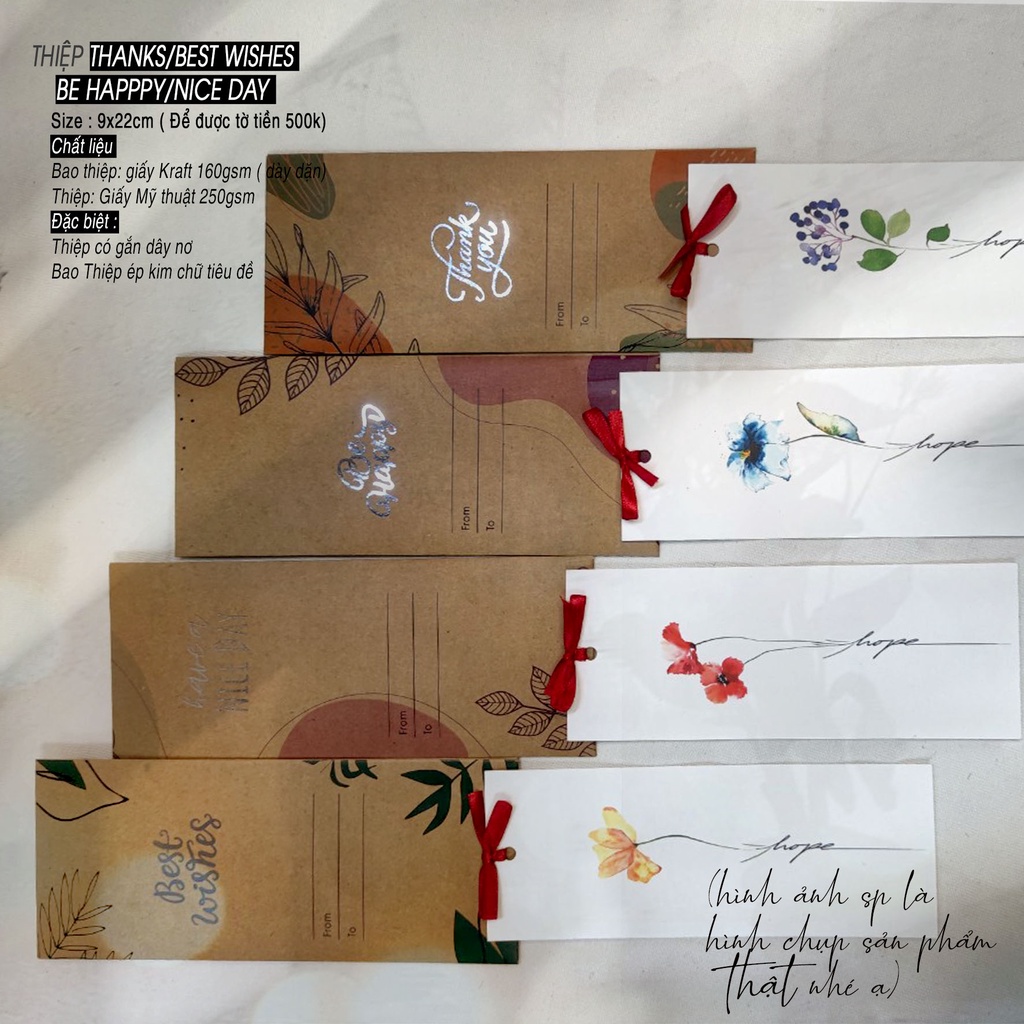 Thiệp đứng Vintage cổ điển và sang trọng ThV922 [ Best Wish - Be Happy - Nice Day - Thank You ]  DIN Store