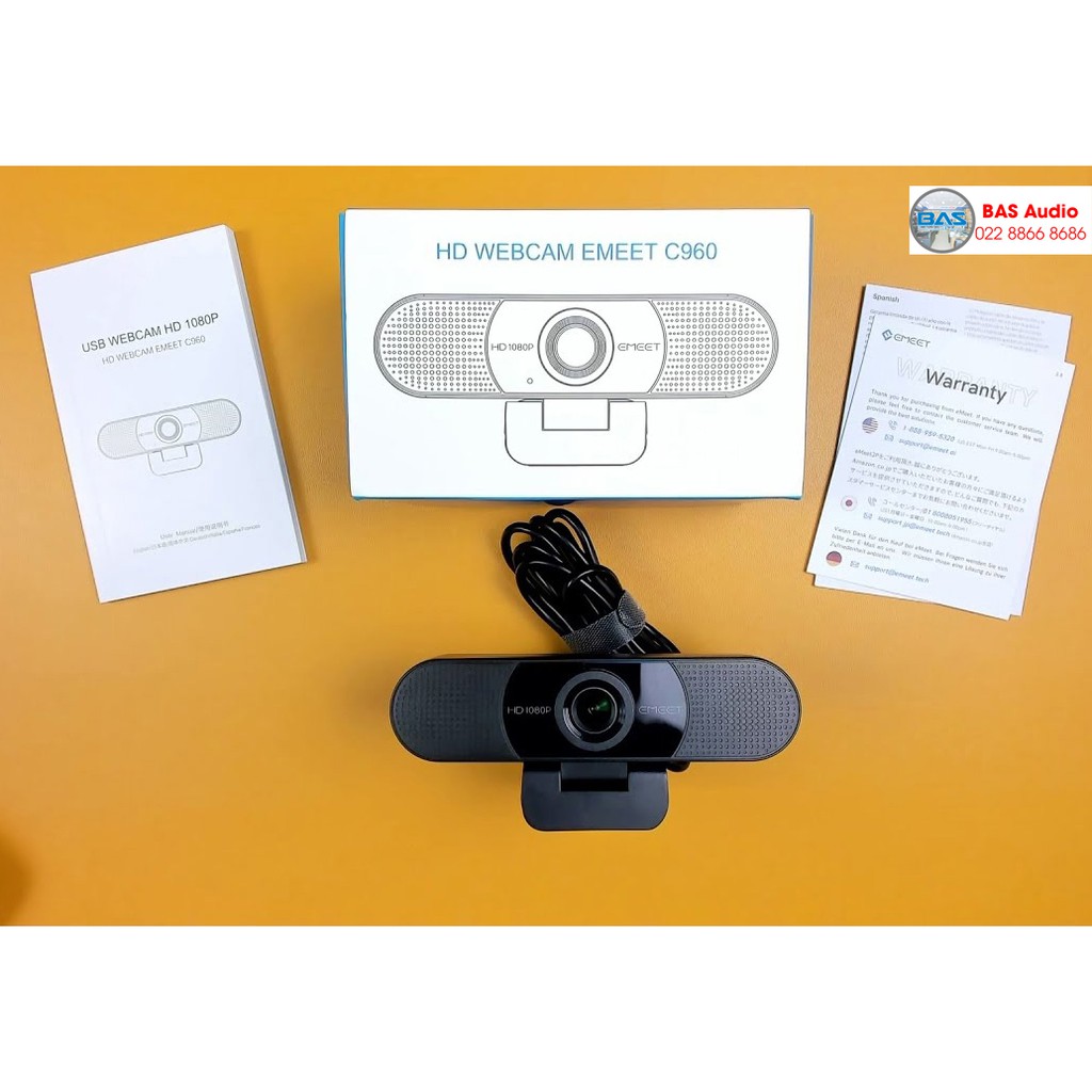 Webcam eMeet C960, webcam họp trực tuyến chính hãng, góc rộng 90 độ, chất lượng FullHD, kèm micro, kết nối qua cổng USB | BigBuy360 - bigbuy360.vn