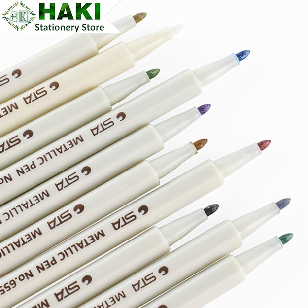 Bút lông màu nhũ metallic haki viết calligraphy trang trí sổ bullet - ảnh sản phẩm 4