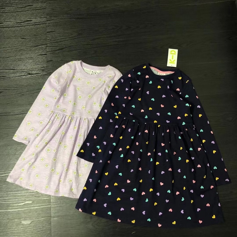 Váy dài tay bé gái KID 1-6 tuổi  Đầm bé gái cotton xuất dư 1121