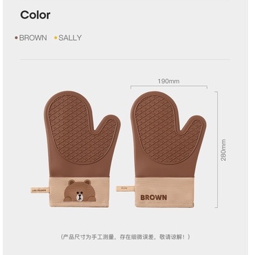 LINE FRIENDS Găng tay chống bỏng Silicone Cách nhiệt Bếp Lò vi sóng, Nướng chống trượt dày dặn