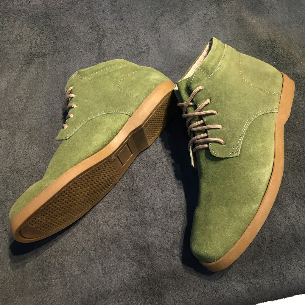 🍁RẺ VÔ ĐỊCH🍁 Giày boots nam cao cổ buộc dây đế bằng da bò lộn màu xanh Olive 1929 SueceOlive Sr7