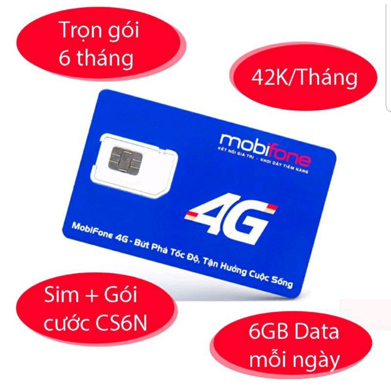 SIM DATA 4G MOBIFONE CS6N MAX DATA, TỐC ĐỘ CAO, SỬ SỤNG 6 THÁNG KHÔNG CẦN NẠP TIỀN 6GB/1 NGÀY