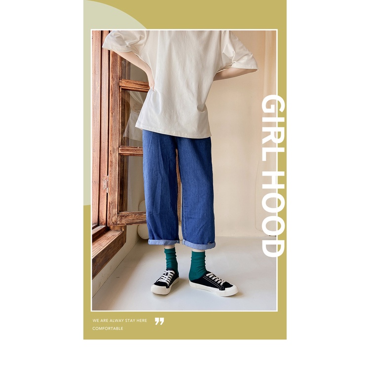 Vớ gân trơn nữ Cổ cao Hàn Quốc Tất nữ dài Cao cổ Nhật Bản