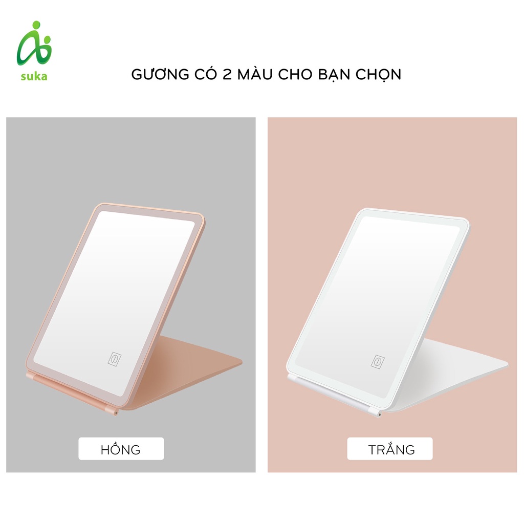 Gương LED để bàn trang điểm gấp gọn thông minh, gương makeup cao cấp HOT TREND Hàn Quốc