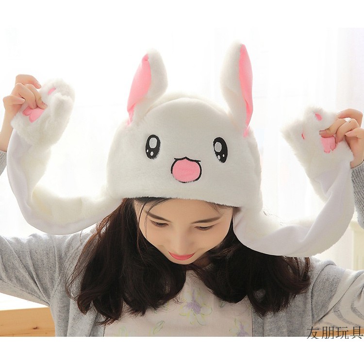 Nón Tai Thỏ Giật Cute Hot Trend Chất Nỉ Nhung Dày Mịn