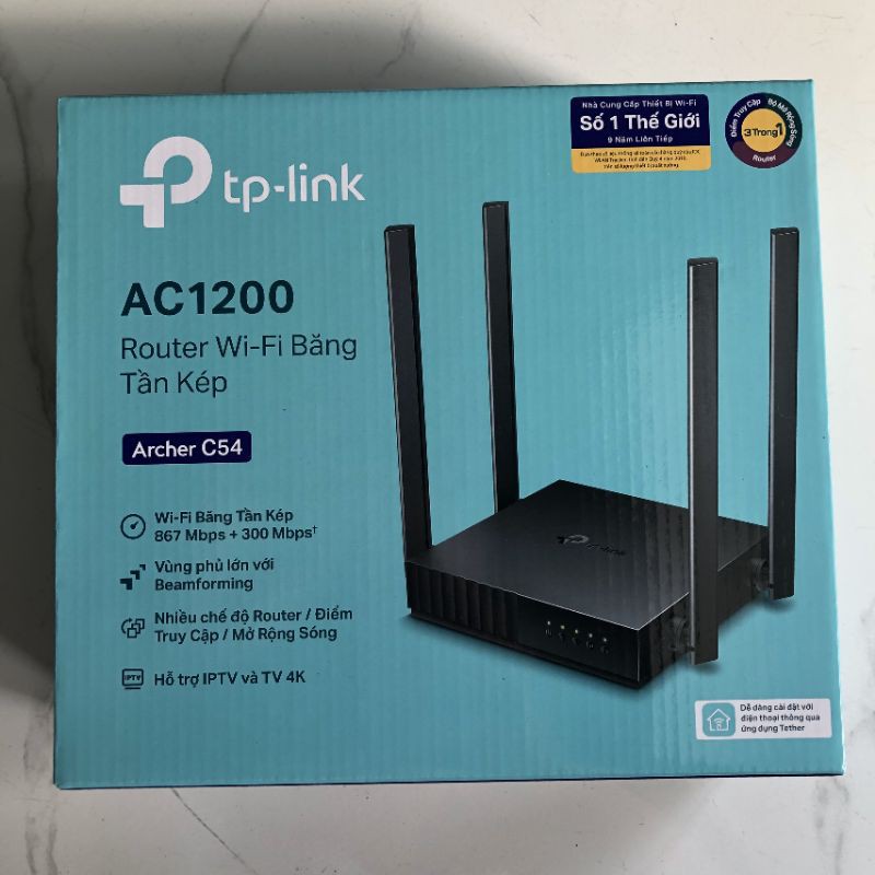 Router wifi băng tần kép AC 1200Mbps Archer C54 - Hãng phân phối chính thức