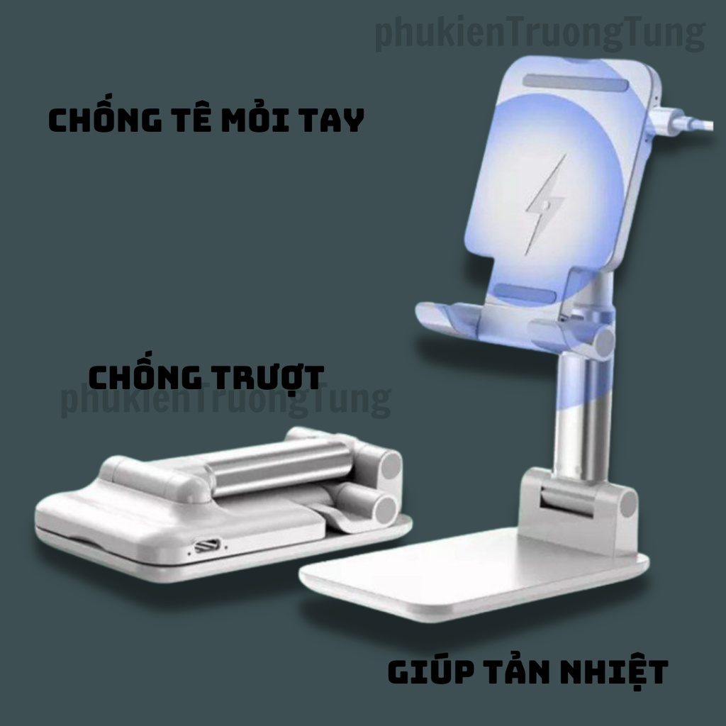 Giá đỡ điện thoại để bàn gấp gọn thông minh, góc xoay 360 độ phù hợp mọi dòng điện thoại, ipad