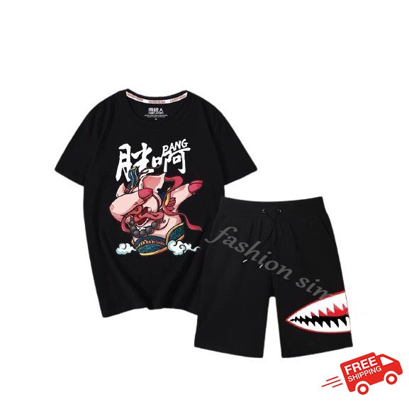 { free ship } bộ thể thao nam, set thể thao mùa hè in hình dancer pig