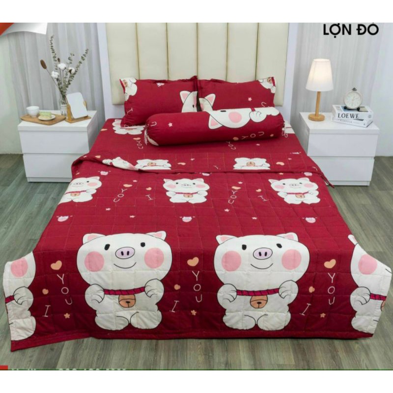 Bộ Chăn Hè Ga Gối Cotton Boly Đủ 5 Món