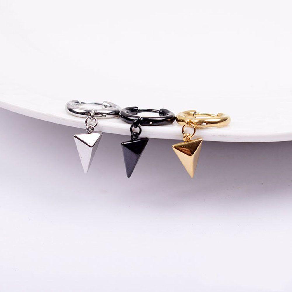 1 Bông Tai Hình Tròn Tam Giác Bằng Thép Không Gỉ Phong Cách Hip Hop Thời Trang