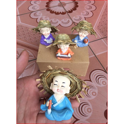 BỘ TƯỢNG 4 CHÚ TIỂU CẦM KỲ THỊ HỌA ( ĐỘI NÓN RƠM) | BigBuy360 - bigbuy360.vn