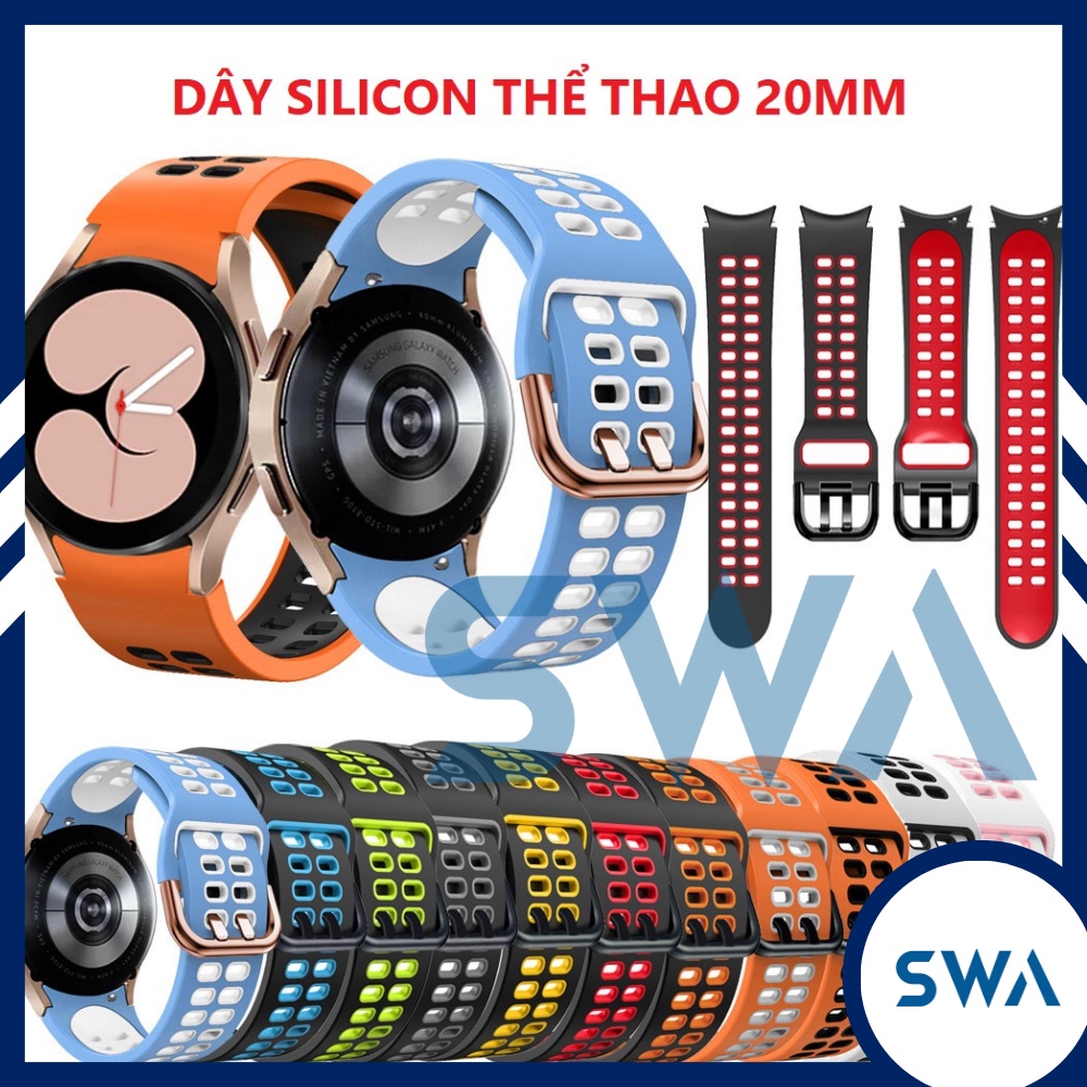Dây silicon cao su ngàm cong đồng hồ Galaxy Watch 3 4 5 Active, Huawei GT2 GT3 GT3Pro Forerunner 245 55 SWASTORE DS03