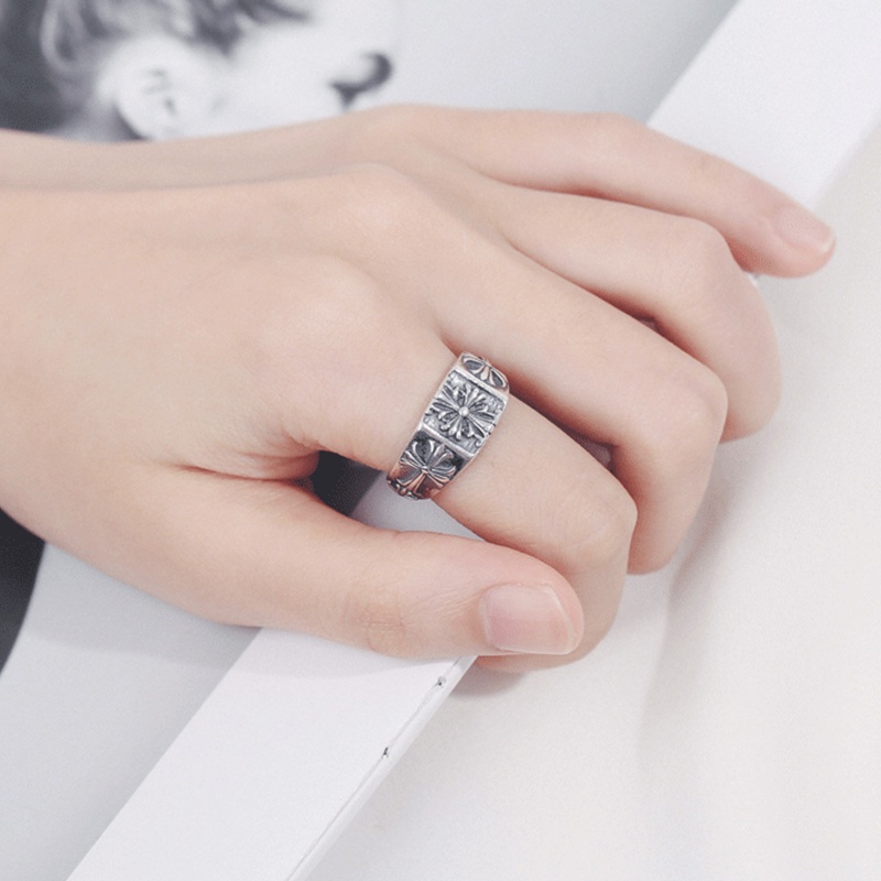 Nhẫn Nam TITAN Lớn Rộng Quảng trường Làm như cũ Cổ điển Thánh giá  Làm bằng tay Thiết kế ban đầu NH-231