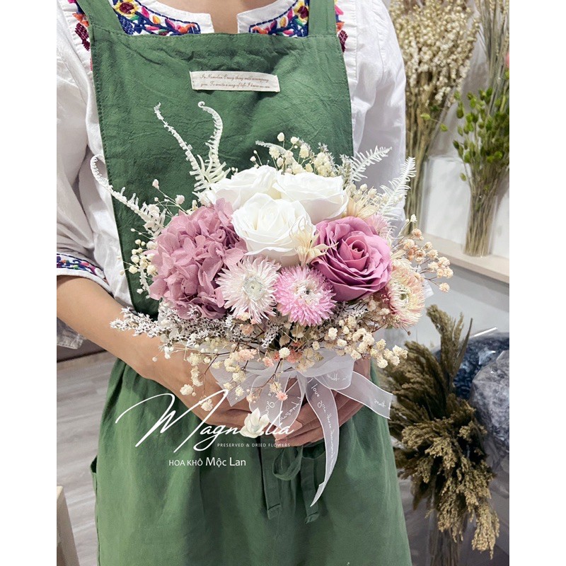 Bó hoa cưới tông hồng vintage siêu đẹp, hoa cầm tay cô dâu