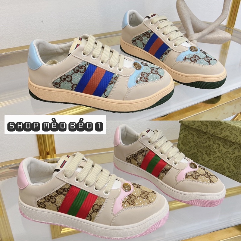 Giày thể thao gc hoạ tiết nhũ viền fullbox