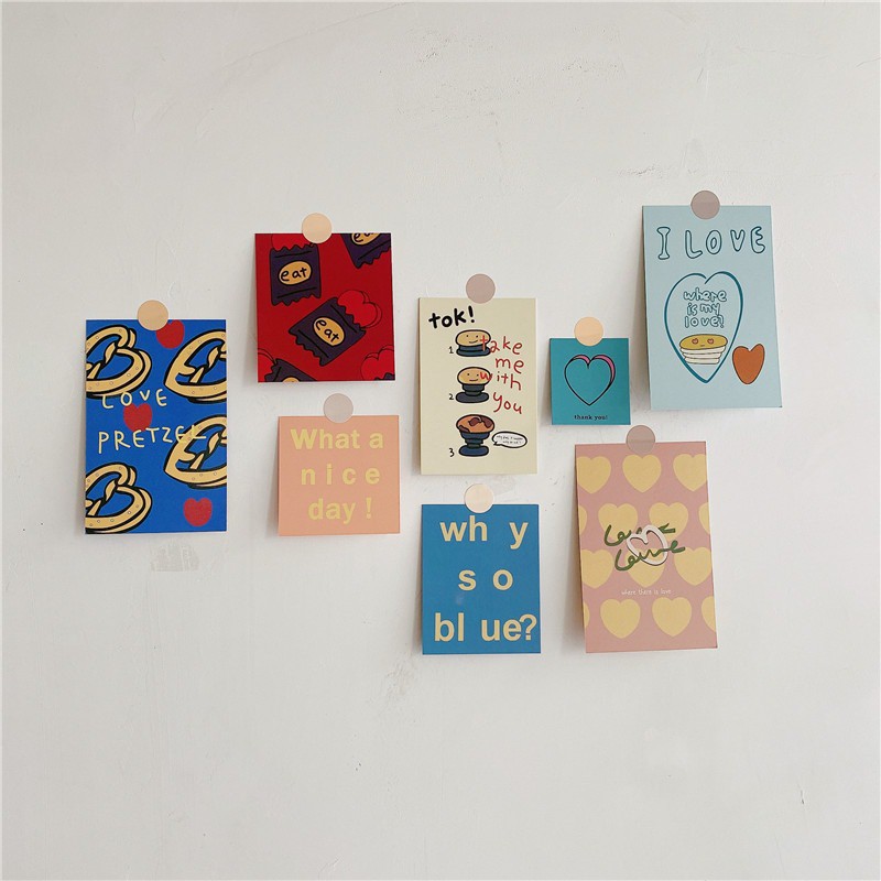 Ảnh trang trí bàn học THỎ STATIONERY phụ kiện trang trí set postcard decor dán tường cute dễ thượng giá rẻ hàn quốc