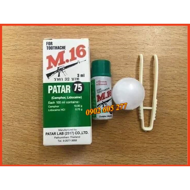 [Hàng chính hãng] Dầu Giảm Đau Nhức Răng Patar 75 M16 Thái Lan 3ml