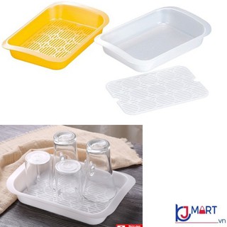 Khay đựng úp ly, cốc Inomata 0071 của Nhật Bản nhựa PP, có nhiều rãnh thoát nước, chịu lực và chịu nhiệt tốt