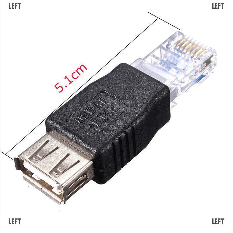 LEFT 2Pcs Ethernet RJ45 Male to USB Female Connector Converter Adapter LAN Network