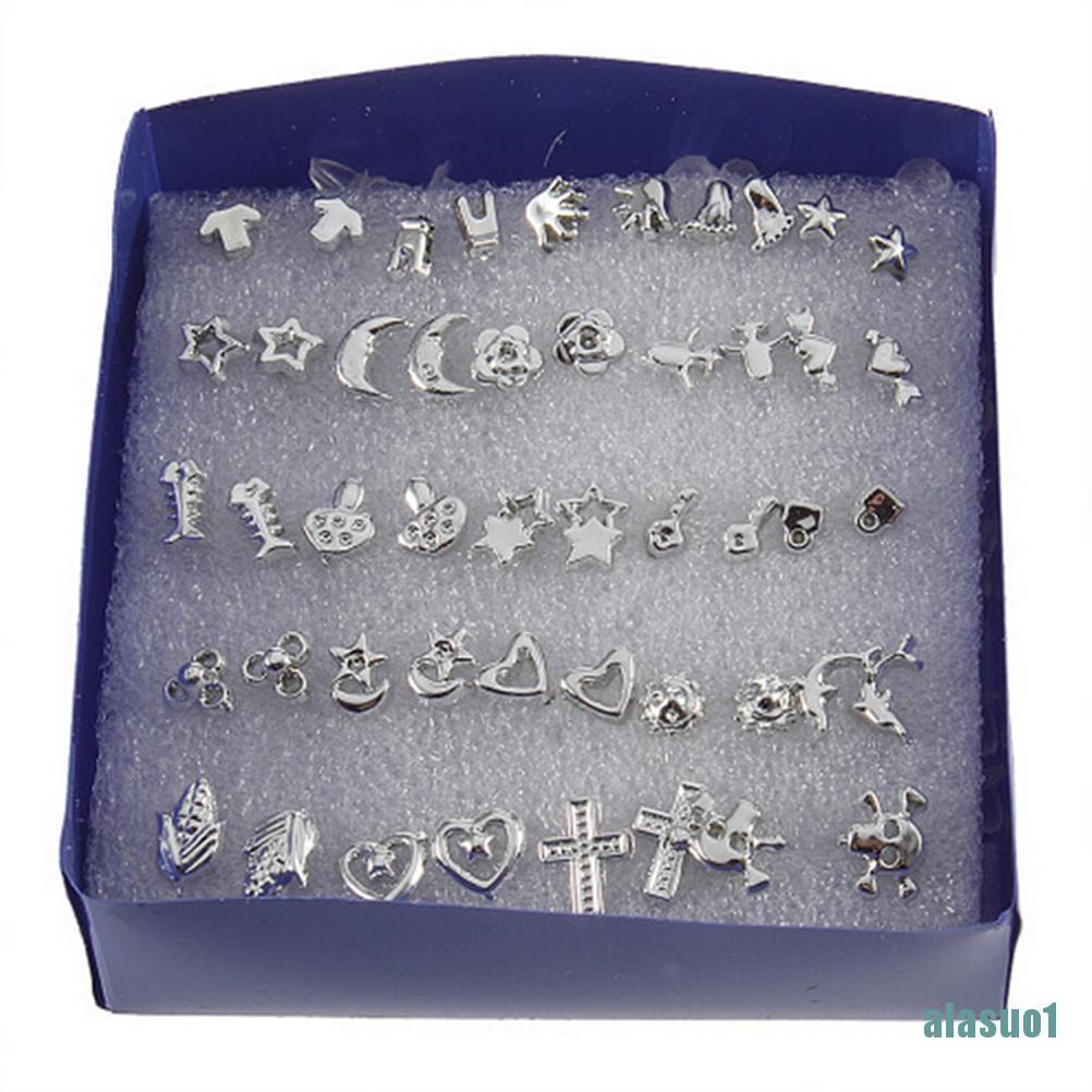 Bộ 24 Đôi Bông Tai Nhựa Mạ Bạc Thời Trang