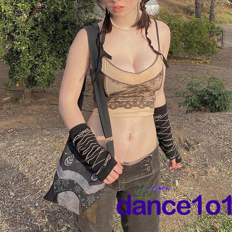 Áo hai dây cổ chữ V phối ren thời trang quyến rũ cho nữ