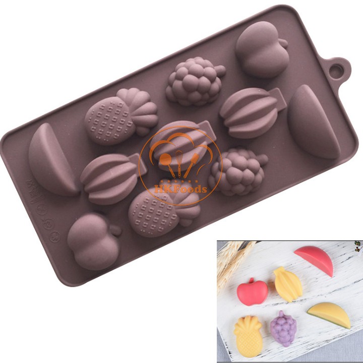 Khuôn Silicon làm thạch rau câu, chocolate, làm bánh 11 Trái Cây