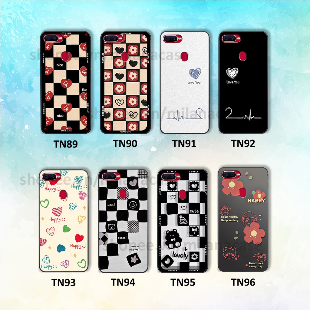Ốp Oppo A5s / A7 / F9 / A12 in hình caro trái tim siêu đẹp, siêu nét đầy phong cách cá tính