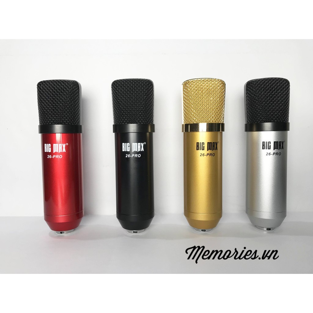 Micro thu âm Big Max 26 Pro - livestream hát karaoke cao cấp  độ nhạy cao lọc âm tốt - Có dây, cho PC, Laptop