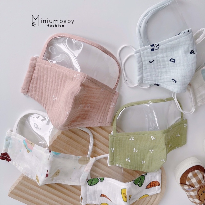 Khẩu trang xô có kính chắn bé trai bé gái-ms24