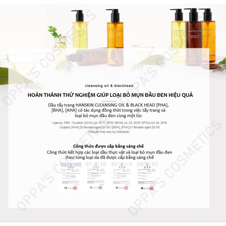 Dầu tẩy trang HANSKIN CLEANSING OIL & BLACKHEAD BHA