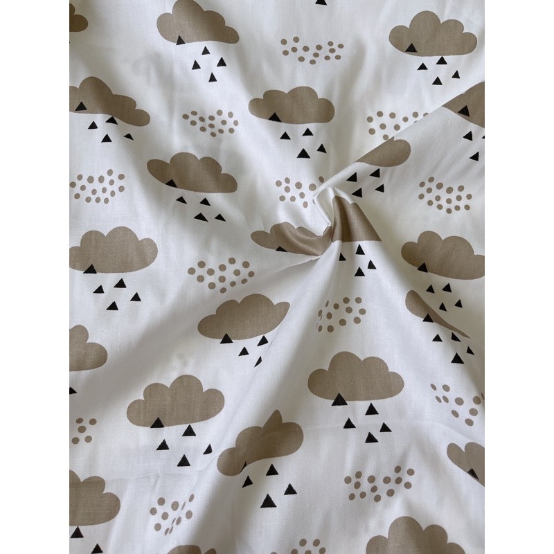 vải thô mặt lụa hình đám mây cute