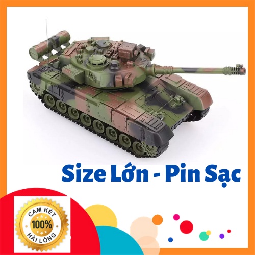 Xe Tăng Điều Khiển Từ Xa Cỡ Lớn, Chạy Bánh Xích , Có Âm Thanh, Ánh Sáng Sử Dụng Pin Sạc