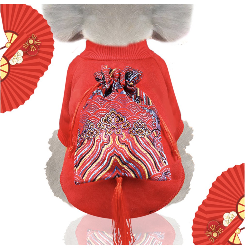 [Hàng tết] Quần áo tết thu đông dành cho chó mèo kèm túi lì xì siêu độc đáo