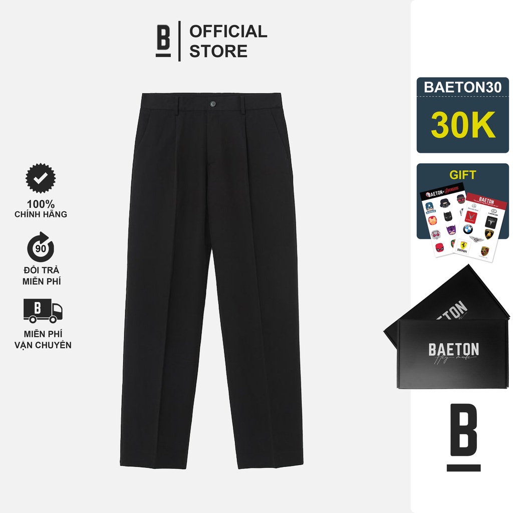 Quần âu nam đen dáng baggy hàn quốc form rộng, ống suông vải tây âu thương hiệu BAETON - Aiden1
