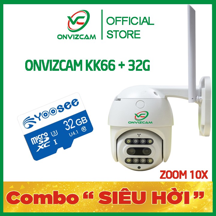 [COMBO SIÊU HỜI] Camera KHÔNG DÂY PTZ ngoài trời ONVIZCAM KK6/ THẺ NHỚsiêu ZOOM 10x, độ phân giải 2K, có đèn LED BAN ĐÊM