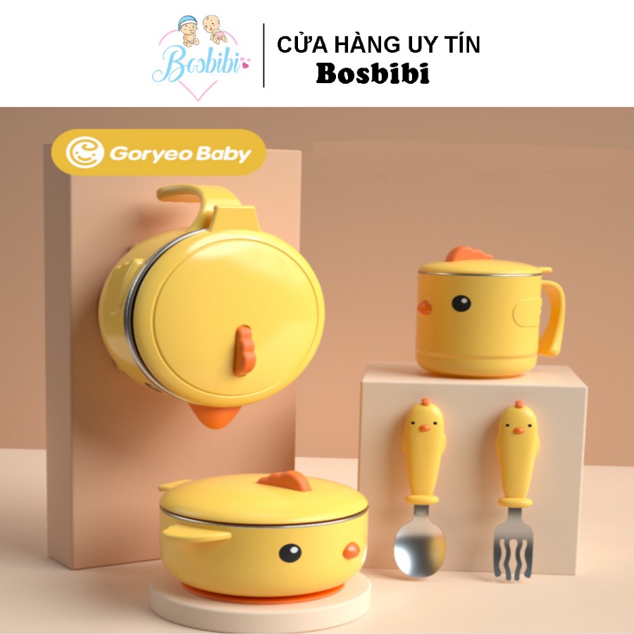 Bộ ăn dặm 5 món Goryeo Hàn Quốc có chức năng giữ nhiệt, chống bỏng, chống đổ, chống tràn an toàn cho bé