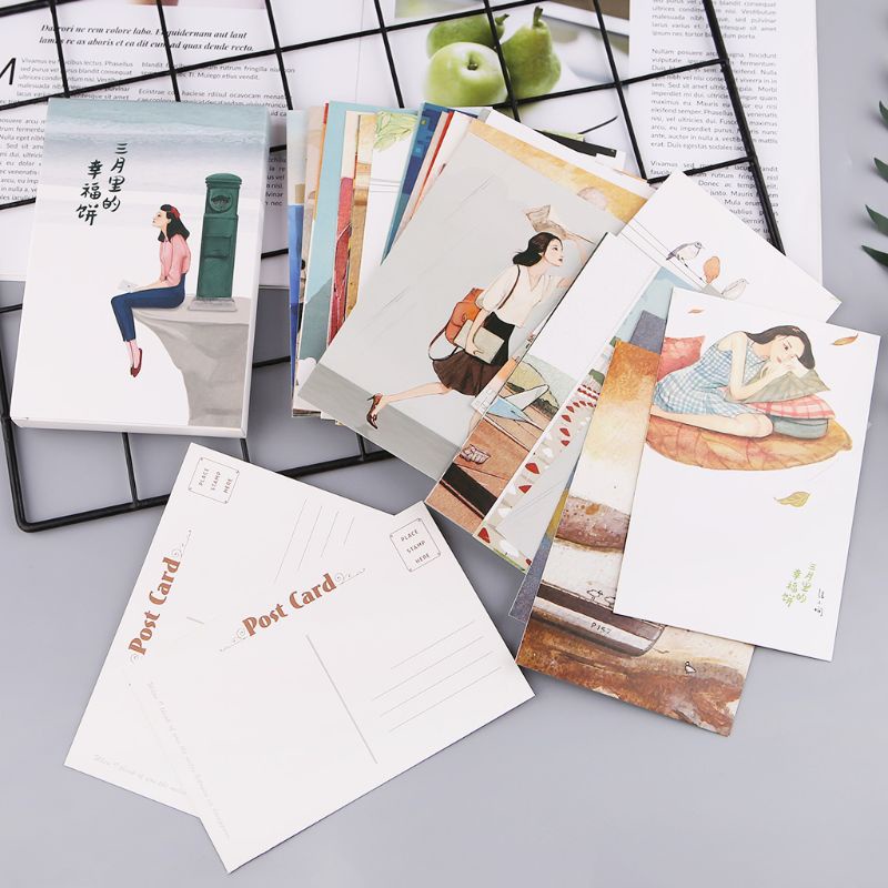 Bộ 30 Tấm Thẻ Bưu Thiếp Vẽ Họa Tiết Giáng Sinh Cổ Điển Độc Đáo