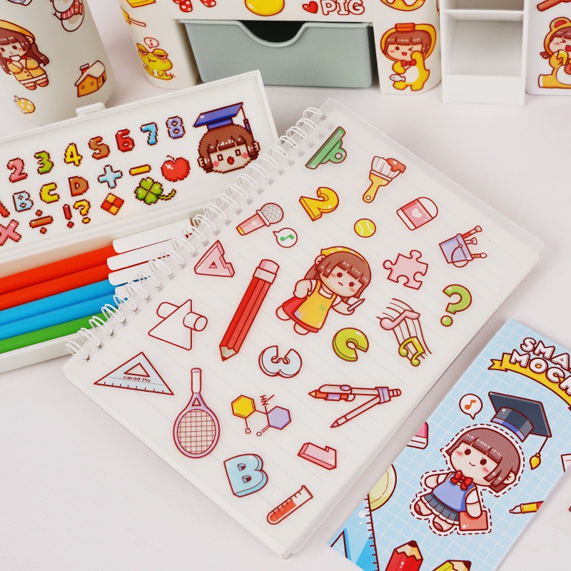 Sticker cute set 6 tấm hình dán dễ thương miếng dán công chúa trang trí sổ planner bullet journal dụng cụ dán MOCHI