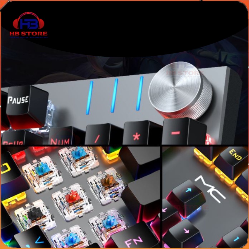 Bàn phím cơ máy tính gaming KB329 full size 26 chế độ led 104 phím - Dùng chơi game,thiết kế,văn phòng