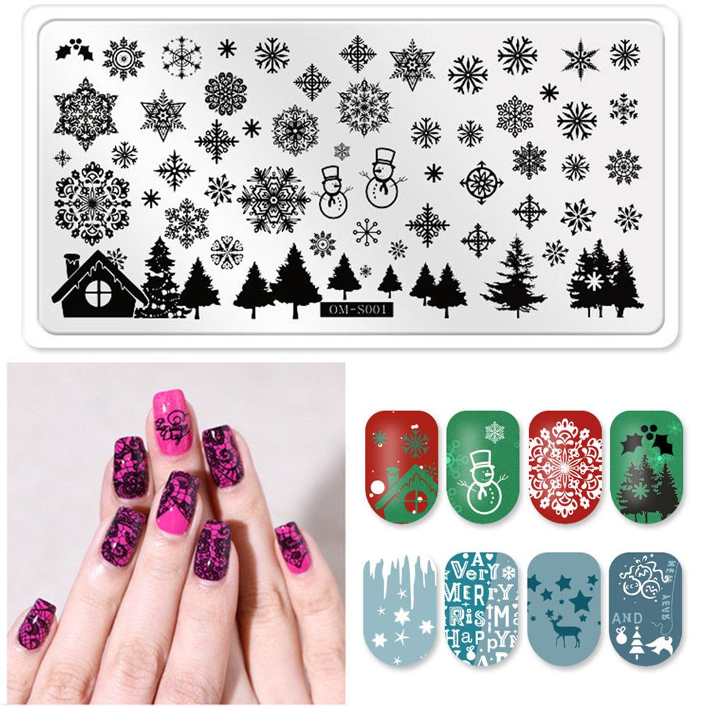 OCEANMAP Khuôn In Họa Tiết Trang Trí Móng Tay Chủ Đề Giáng Sinh
