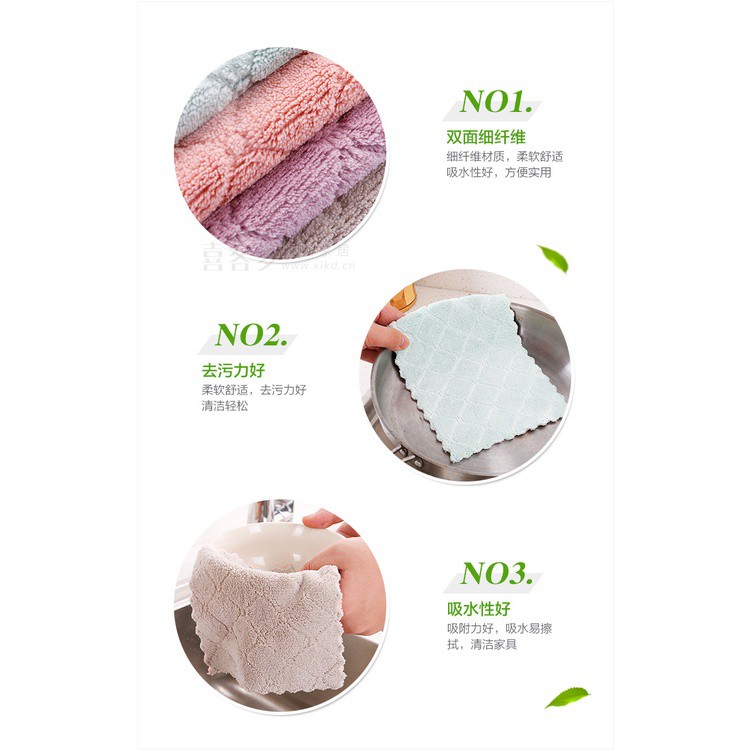 Set 2 Khăn Lau Bếp Đa Năng ,Thấm Nước , Khăn Lau Bát Đĩa Chất Liệu Sợi Microfiber