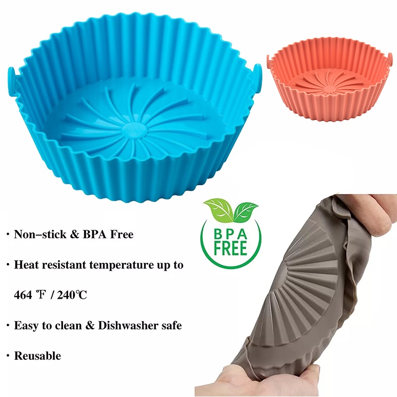 Tấm Lót Nồi Hấp/ Nồi Chiên Không Dính Hình Tròn Bằng Silicone Chống Dính Có Thể Tái Sử Dụng Tiện Lợi